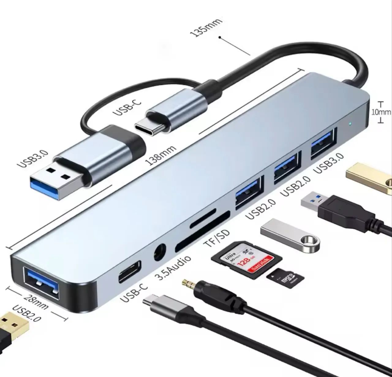 Hub USB-C 7 em 1 - Adaptador para Notebook e PC