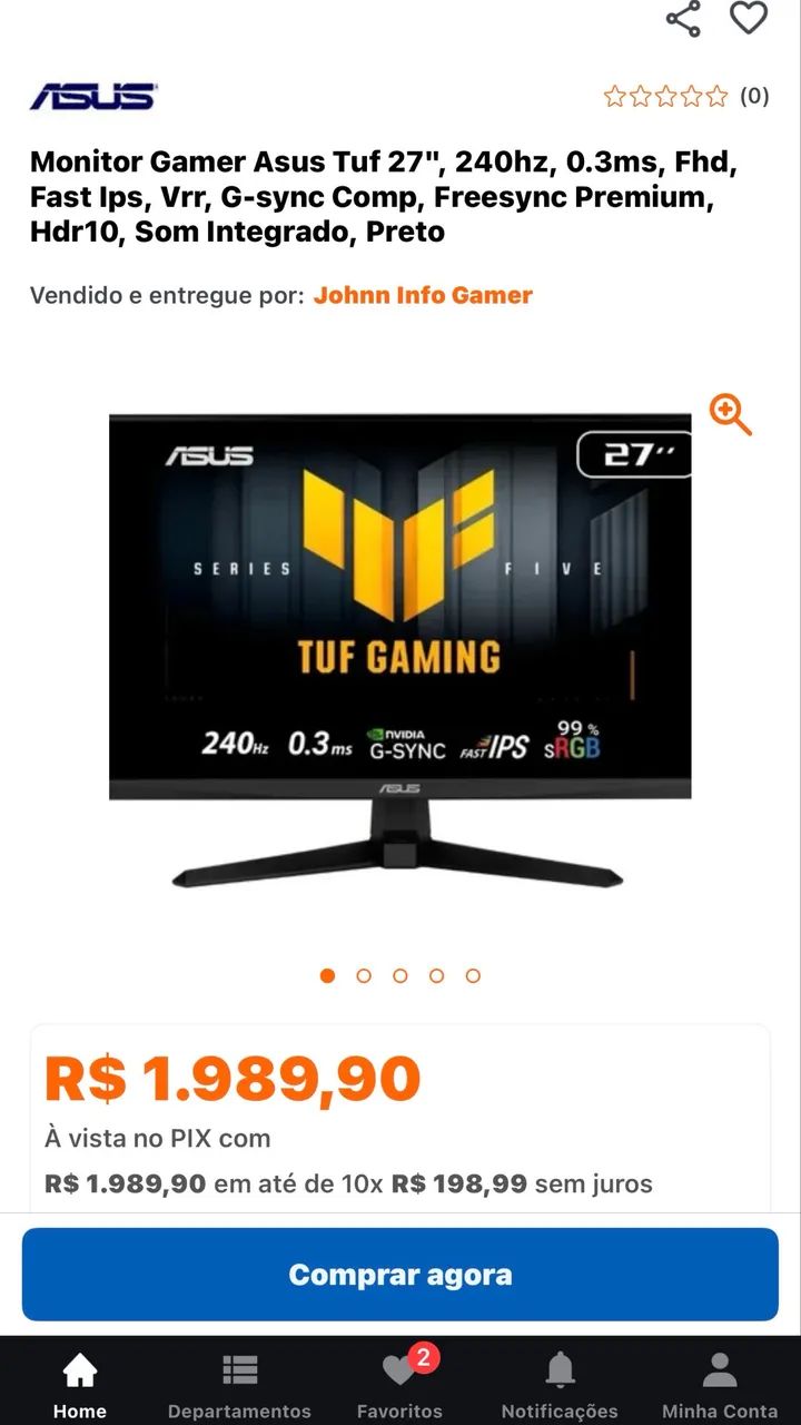 Monitos asus vg5a 240 hz 27 polegadas - Foto 5