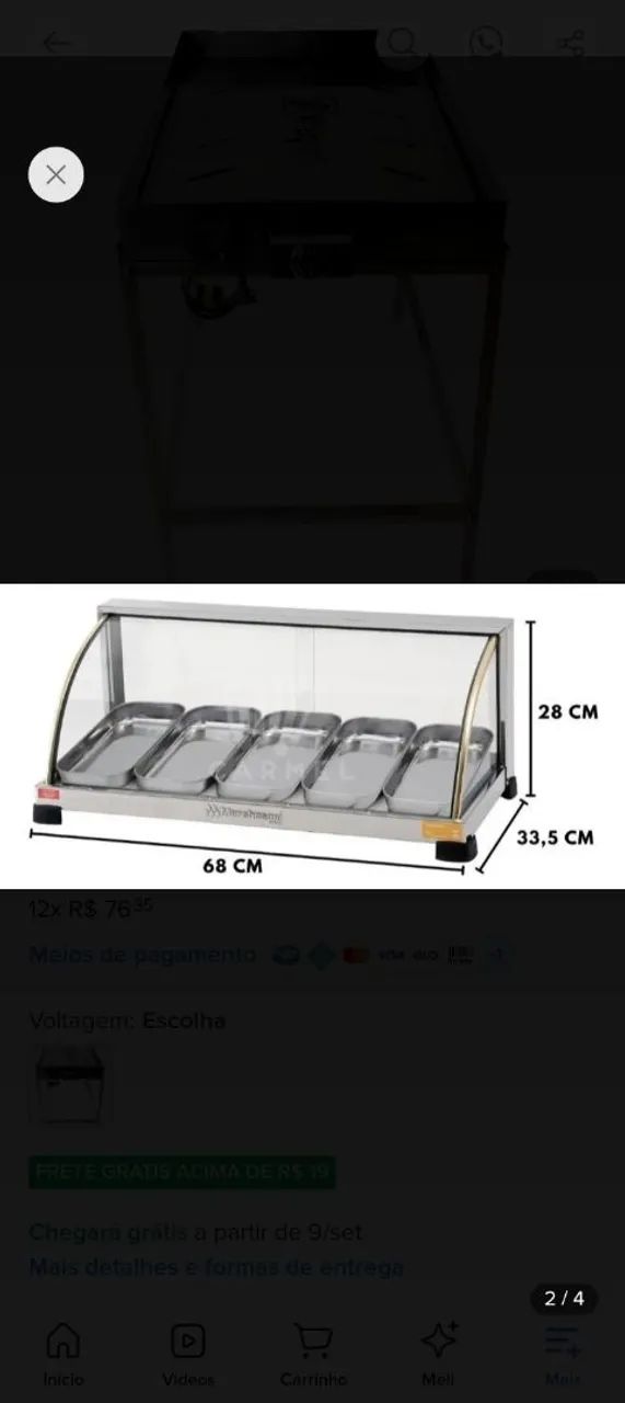 Estufa Para Salgados 5 Bandejas Expositor Elétrico Inox - Foto 2