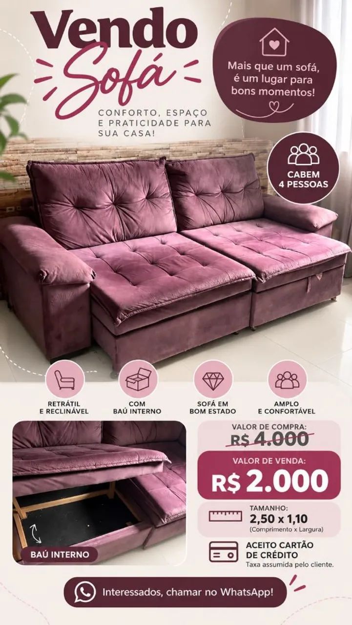 Vendo sofá retrátil com baú embaixo - Foto 2
