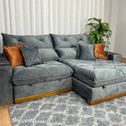 Sofá Retrátil Reclinável Pleno 2.10m Veludo Entrega Rápida - Foto 3