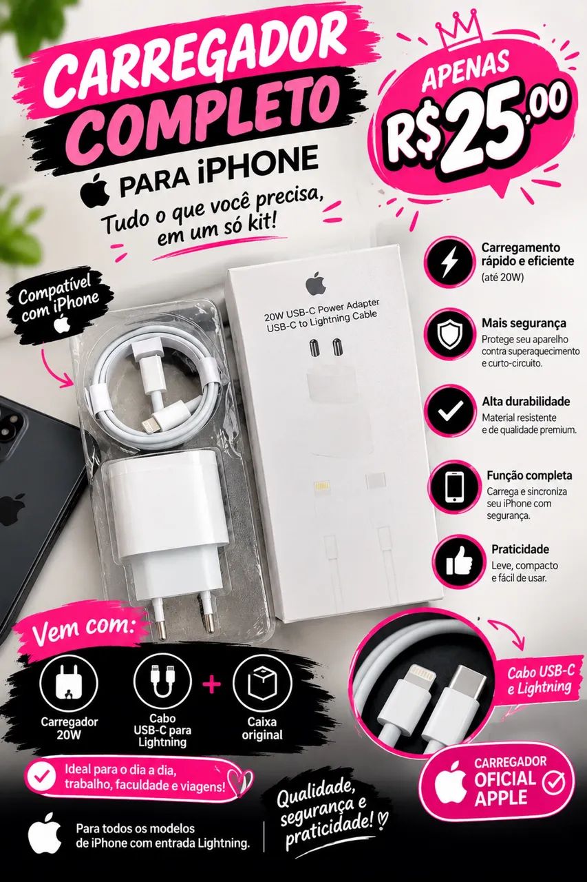 CARREGADOR DE IPHONE