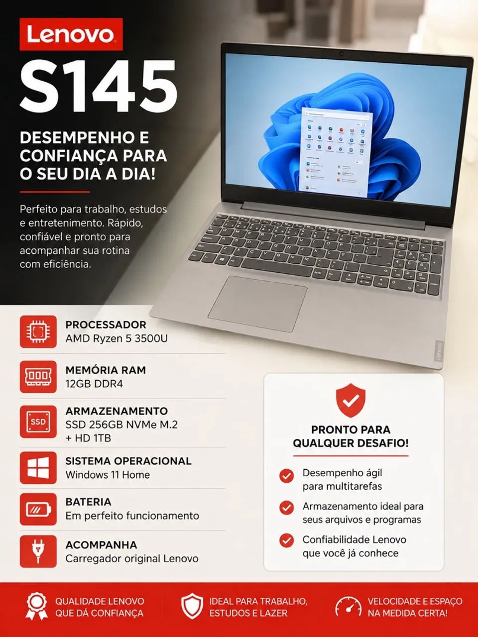 Notebook LENOVO S145 Ryzen 5