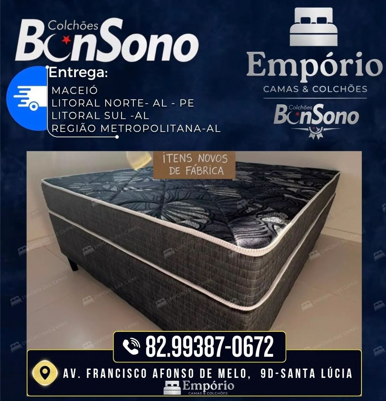Conjunto casal D45 cama base e colchão 100% espuma Bonsono itens de fabrica