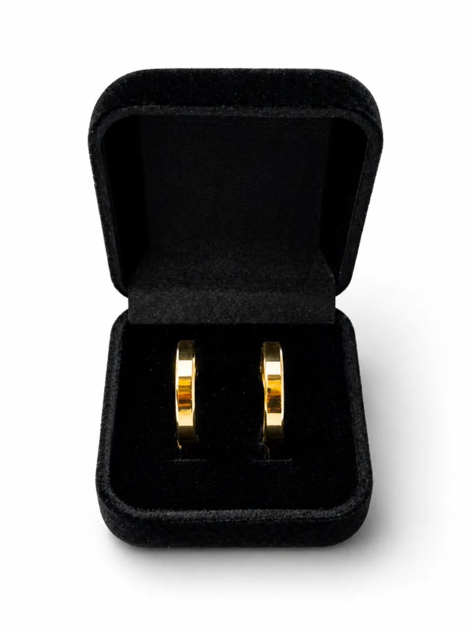 Par Aliança Tungstênio 4mm Chanfrada Banhada Folheada Ouro
