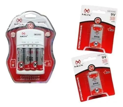 Bateria recarregável 9v original mox