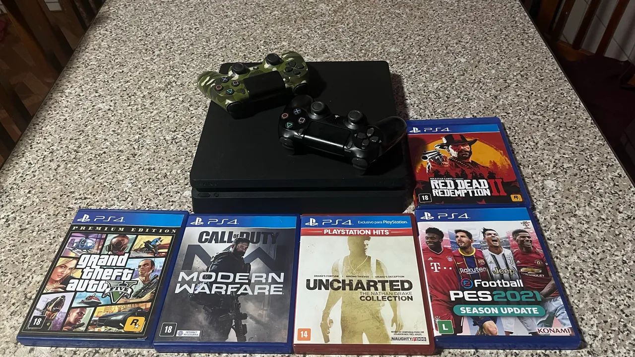 PlayStation 4 com 2 controles e jogos  - Foto 3