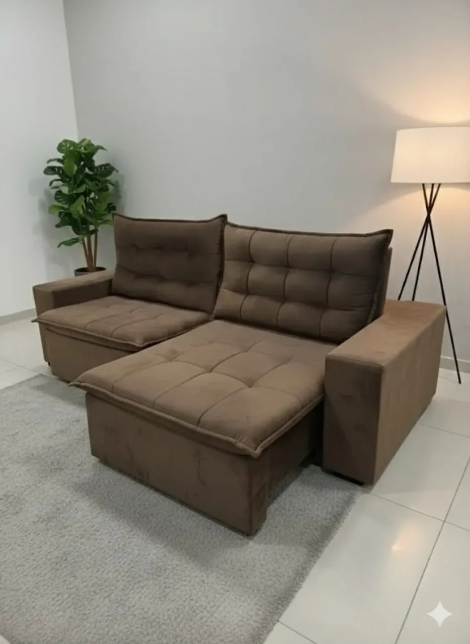 Sofá retratil e reclinavel com pillow alto conforto 