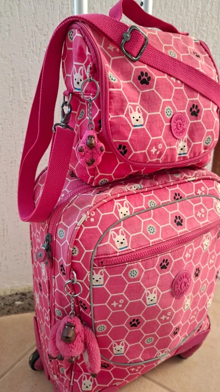 Mochila kipling de rodinha e merendeira original