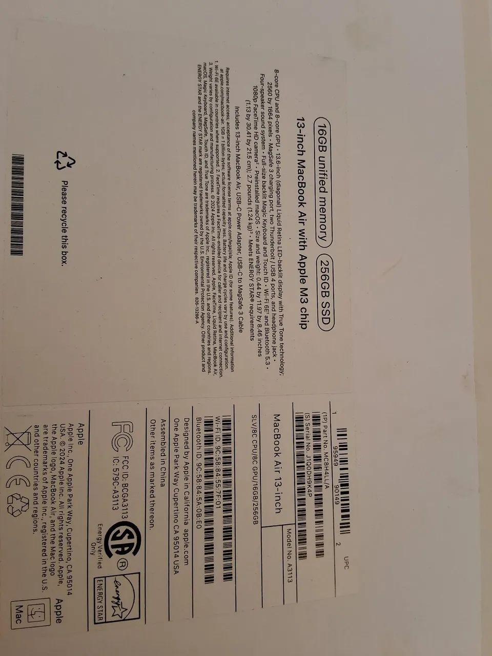 Caixa vazia de MacBook Air Apple 2024 13inch - Foto 3