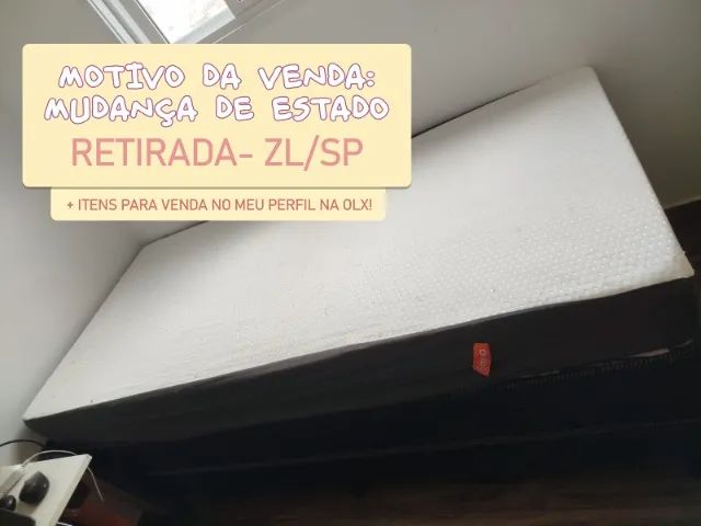 Cama Solteiro Box + Colchão EMMA QUASE NOVO + Capa protetora  - Foto 2
