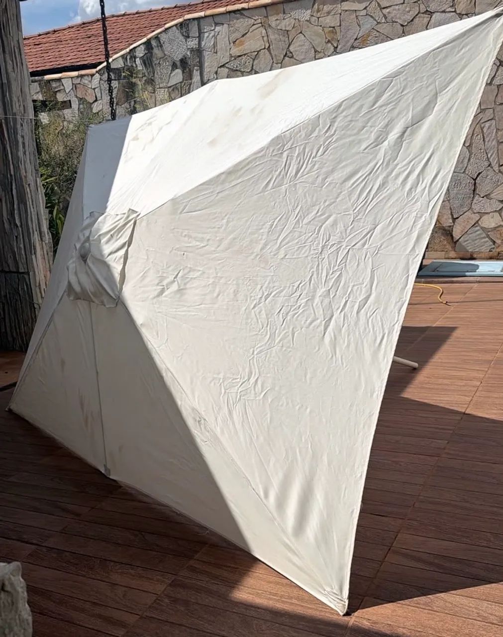 Sombreiro/Ombrelone Retangular Off-White / Bege - Foto 2