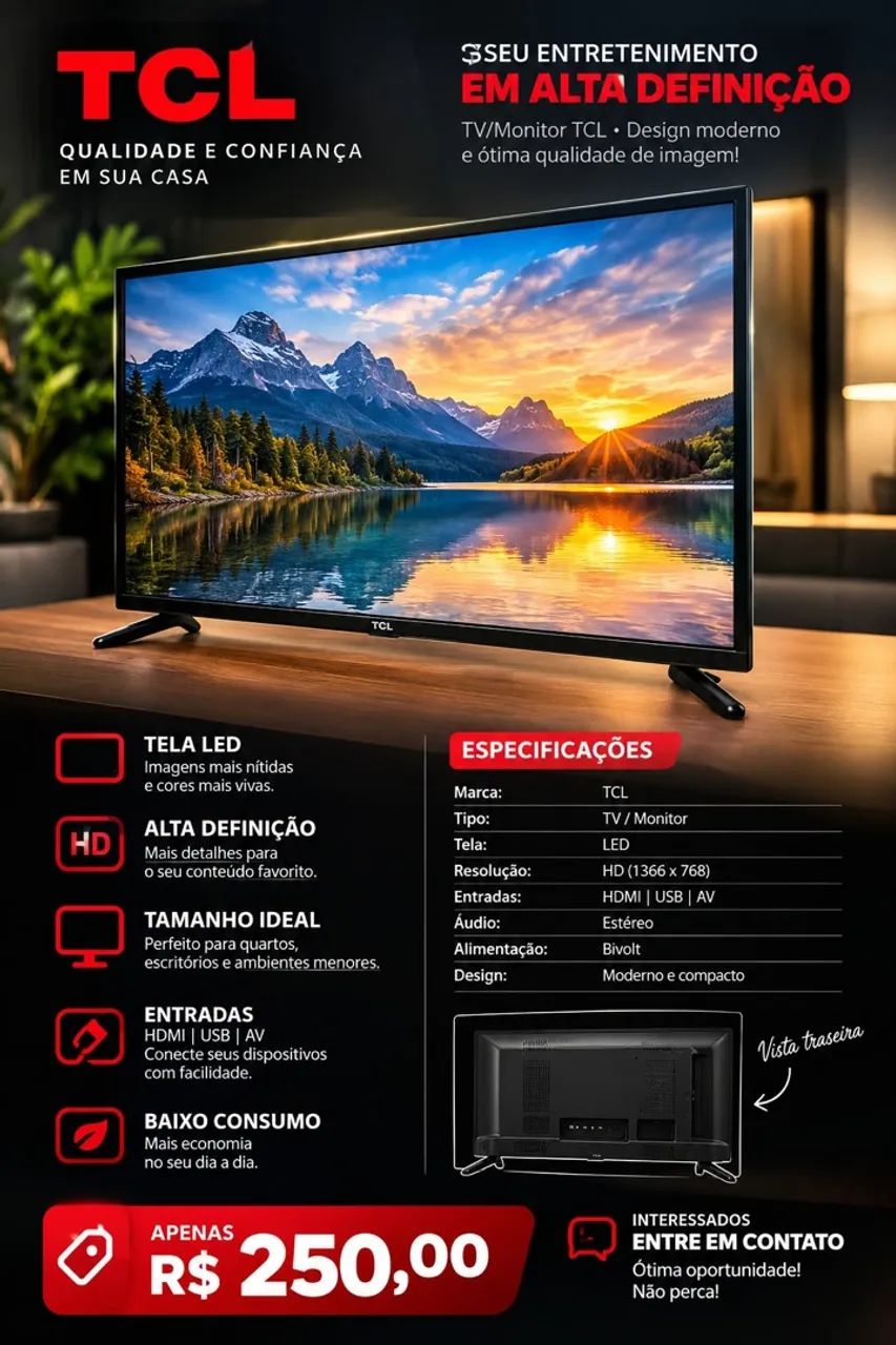 Monitor/Tv LED TCL 32 polegadas 