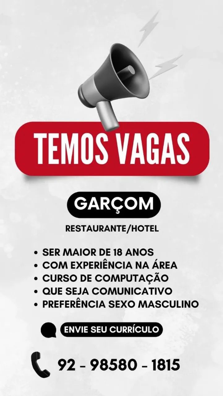 Vaga de garçom disponível 