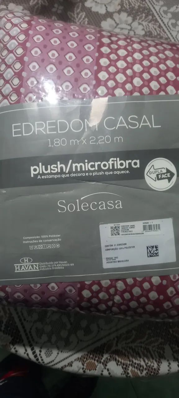 Edredom casal plush/microfibra  dupla face .