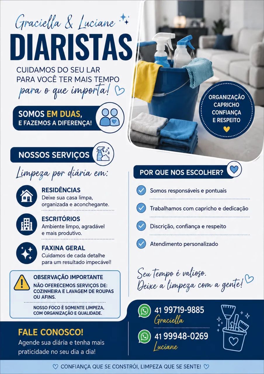 Sua casa limpa, organizada e bem cuidada!!!
