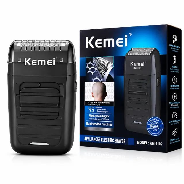 Máquina de Barbeador Portátil Profissional Kemei KM 1102 - Nova