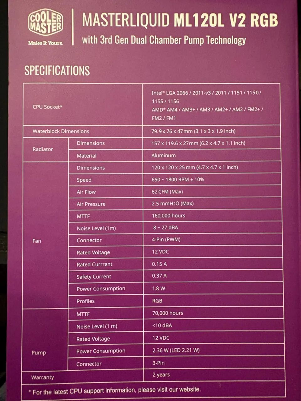 Water Cooler Cooler Master 120ml V2 - Foto 5