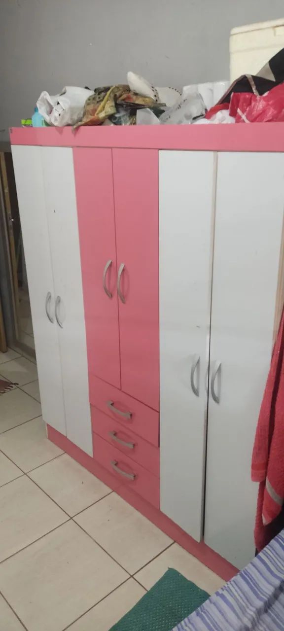 Guarda-roupa 6 portas 3 gavetas Rosa - Foto 4