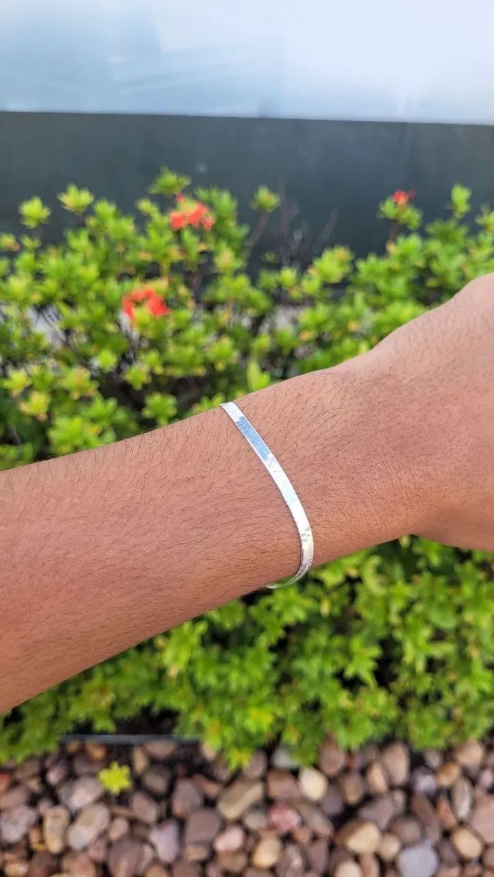 2 0 %  O F F ! Pulseira Laminada Prata 925  - Foto 2