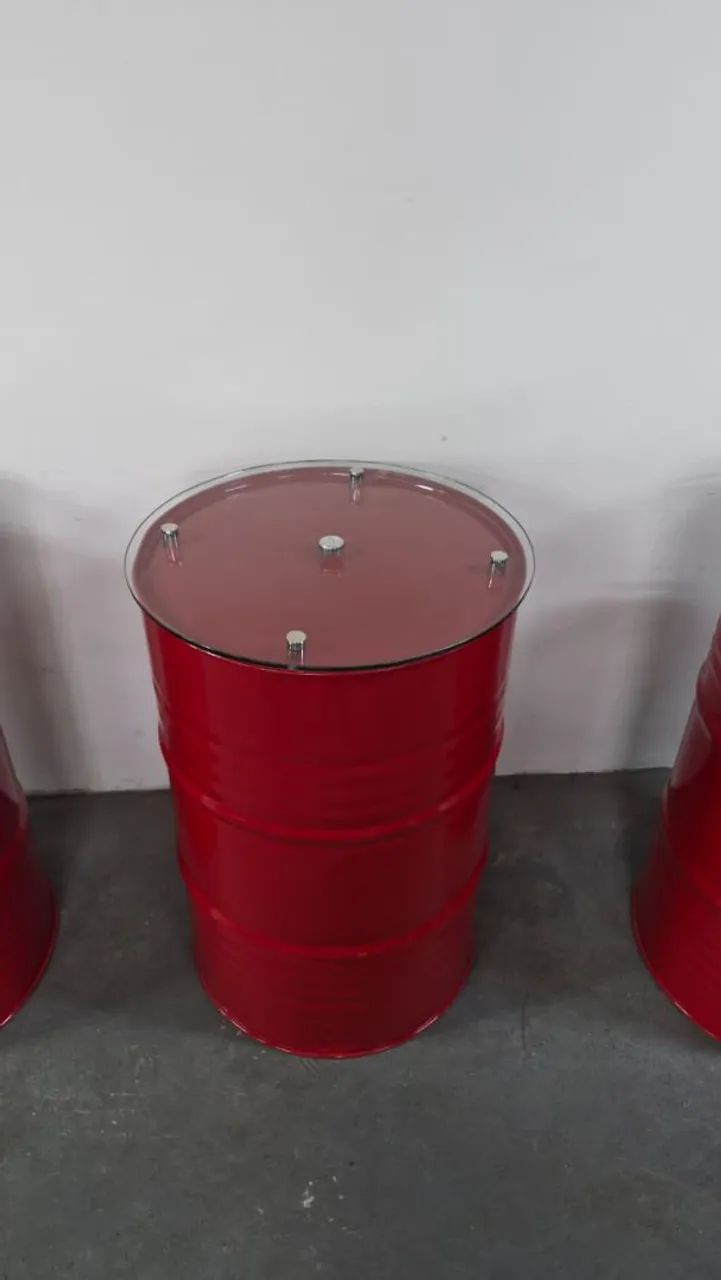 Mesa de Tambor com tampa de vidro 
