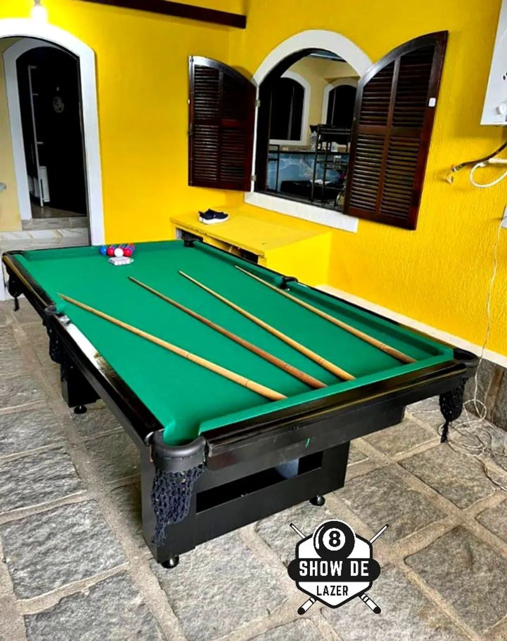 Sinuca De Rede Super Luxo Preta Forração Verde  - Foto 2