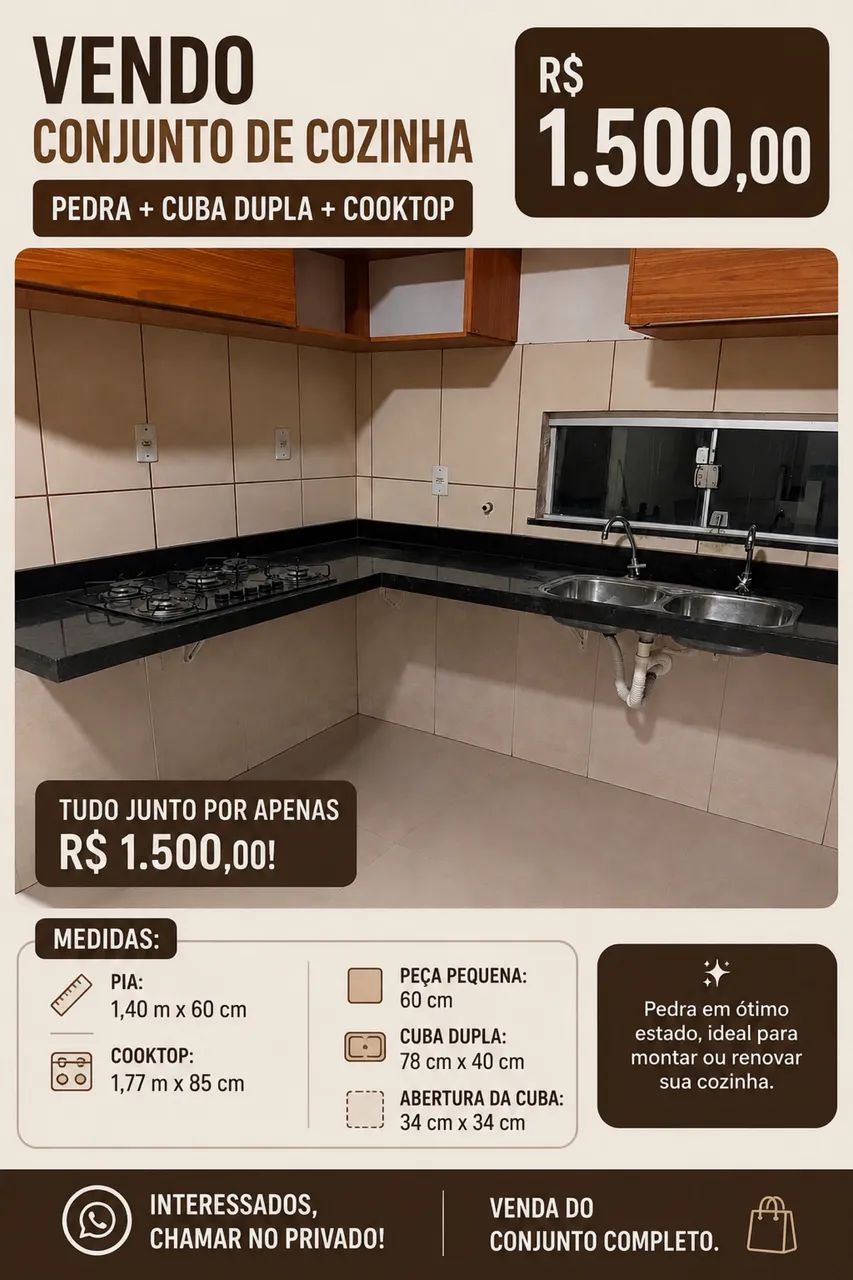 Pedra, Cuba e cooktop