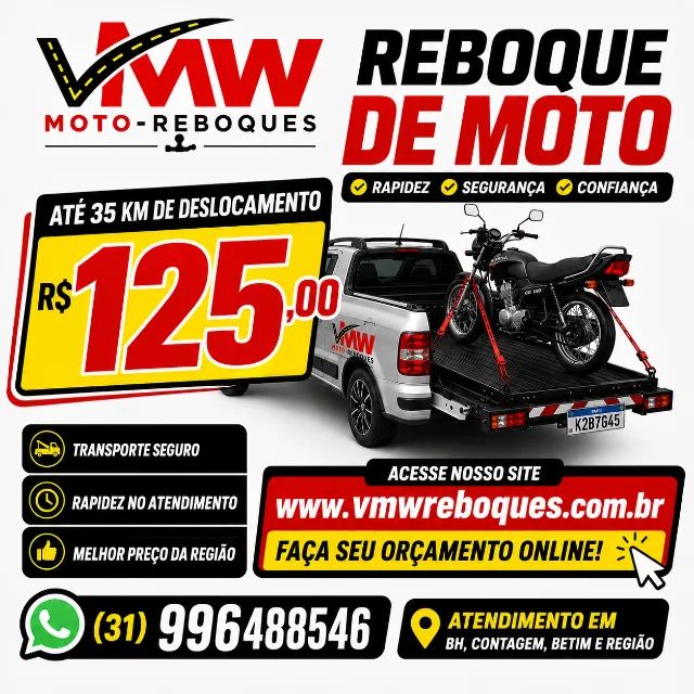 reboque de moto em bh e região