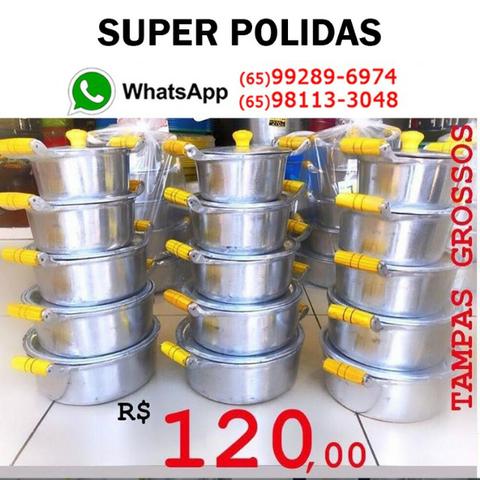Conjunto de panelas alumínio batido a maior panela faz arroz para 6 ou 7 pessoas