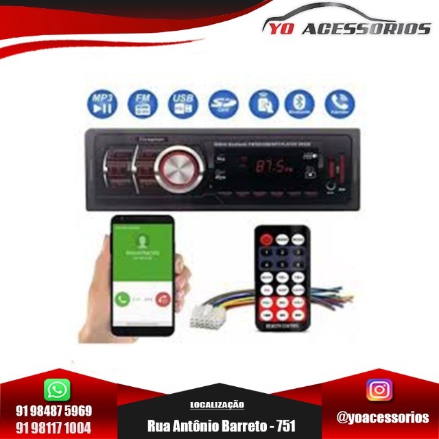 Mp3 Play Automotivo Com Bluetooth Usb Sd Radio Controle