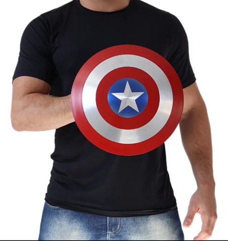 Escudo do Capitão America de 30cm Aluminio Escovado Pintura Automotiva Cosplay Fantasia