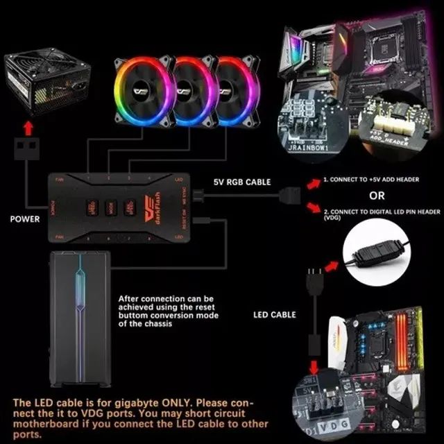 Cooler Fan Aigo Dr12 Pro Rgb D/face 5 Fans +controladora +ir