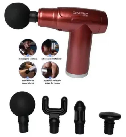 massageador pistola gun 5v recarregavel d-em11 grasep-vermelho