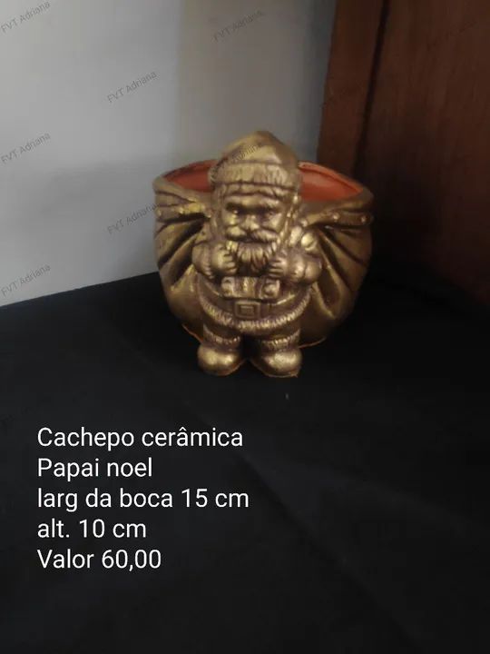 Cachepô de cerâmica papai Noel 