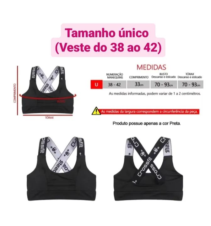 TOP Crossfit Preto Tamanho Único Academia Treino  Novo Musculação Funcional Corrida Pedal - Foto 6