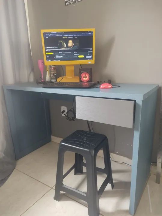 Mesa de Escritório Desmontável Azul