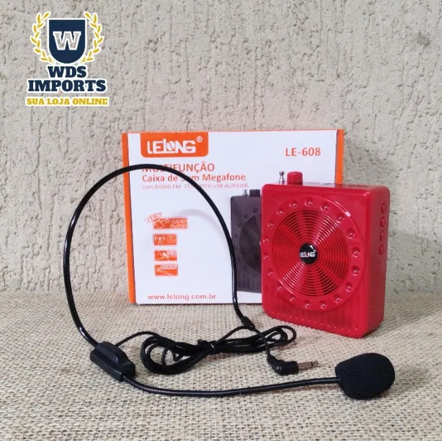 Megafone Amplificador Voz Microfone Radio Fm Usb Mp3