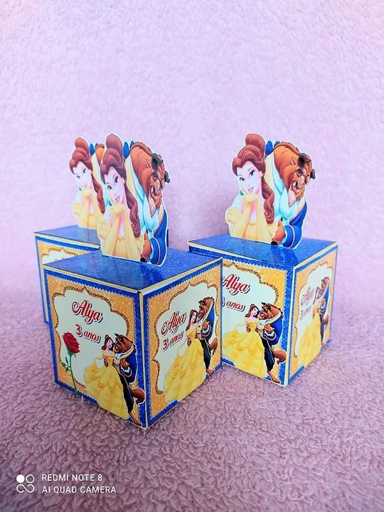 Caixinhas personalizadas A bela e a fera pra festa de aniversário  - Foto 3