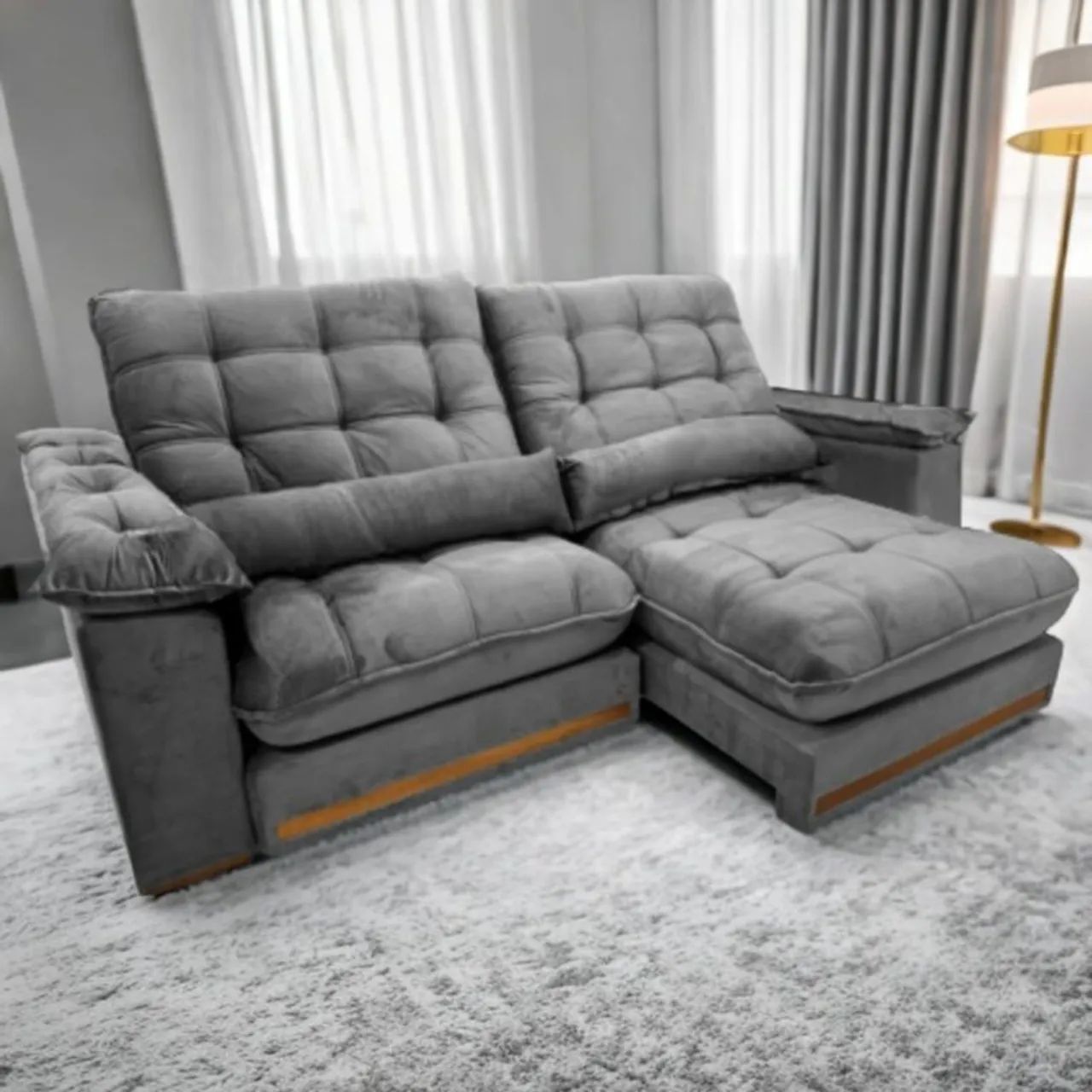 Sofá Retrátil e Reclinável Gaya 2,90m Molas Ensacadas e Bonnel tt65 - Foto 4