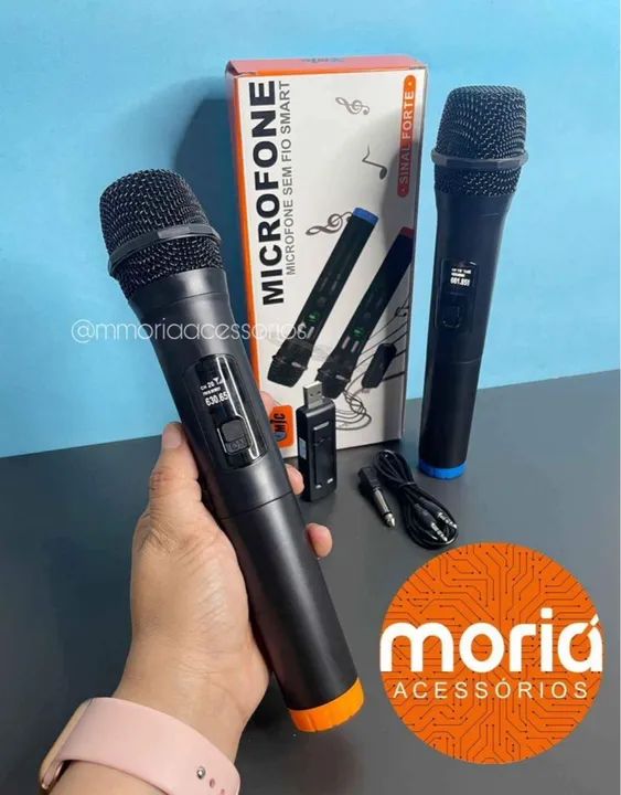 Microfone Sem Fio Duplo com Conector USB Vmic