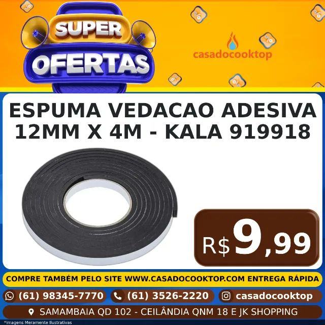 ESPUMA VEDACAO ADESIVA 12MM X 4M - KALA 919918