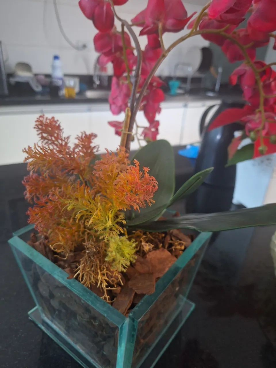  Vaso vidro com arranjo orquídea  - Foto 2
