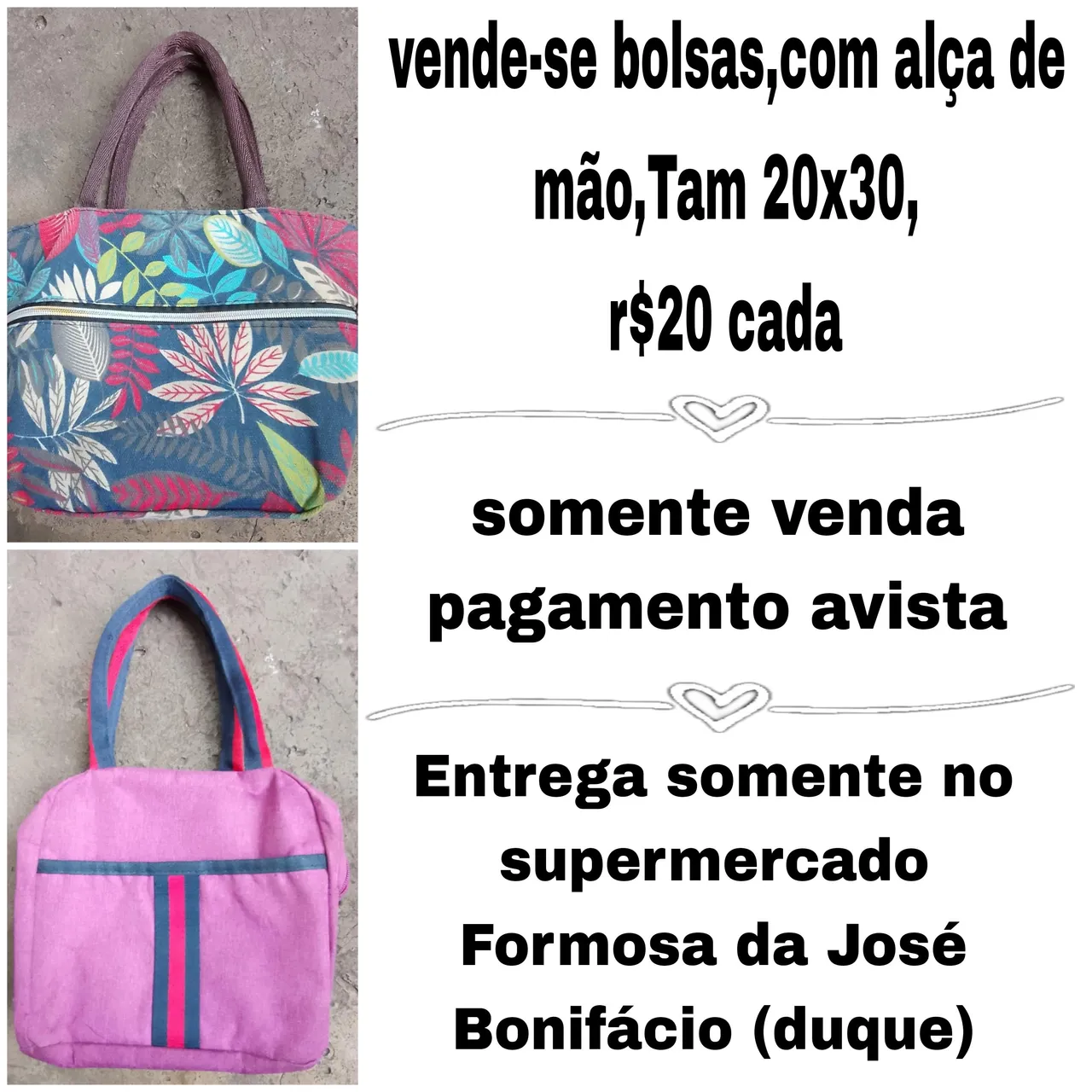 Bolsas de Mão 20x30 - R$20 cada