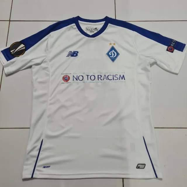 Camisa Dynamo Kyiv (Dínamo de Kiev) New Balance Usada Liga da Europa Branca Tamanho G