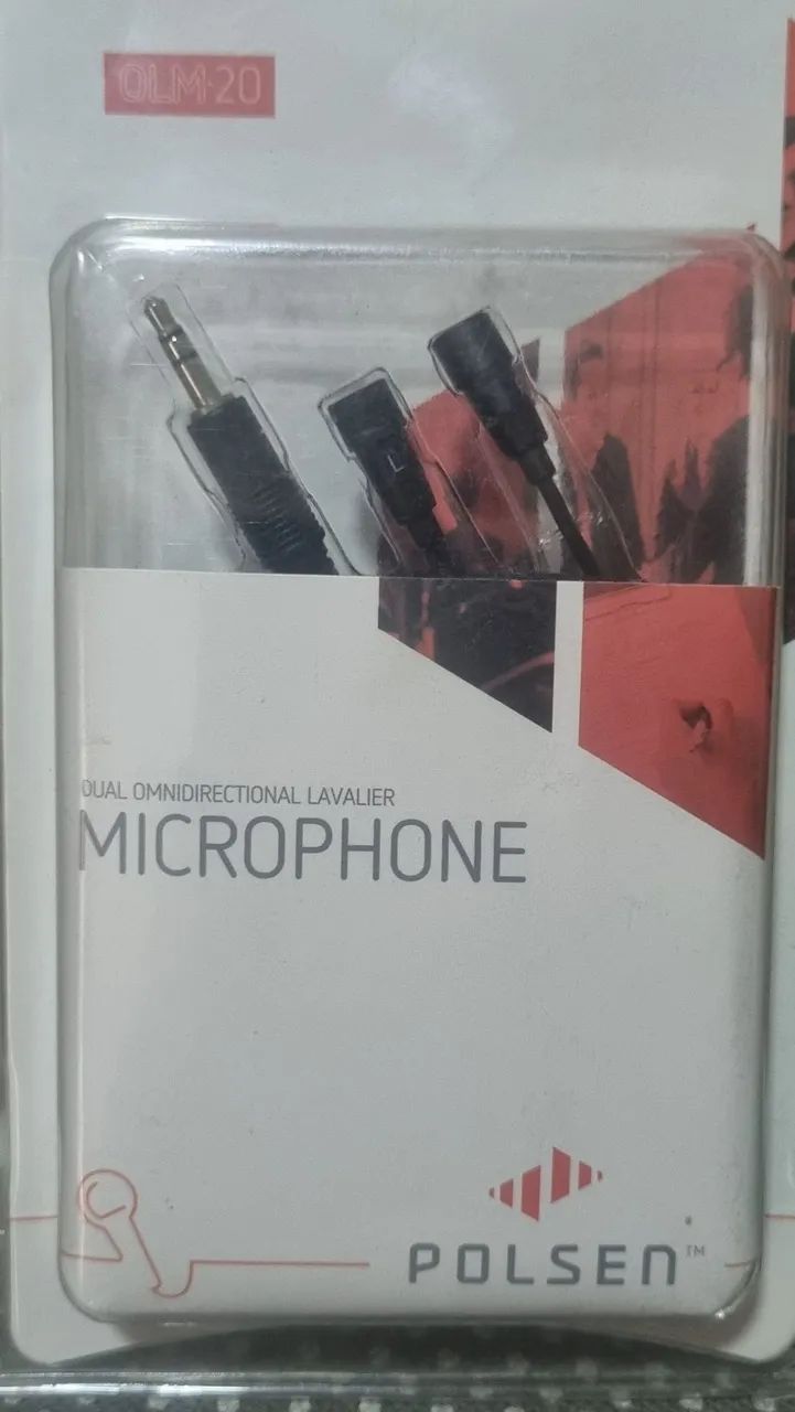 Microfone de Lapela Duplo Stereo  Polsen OLM-20 reportagem Globo