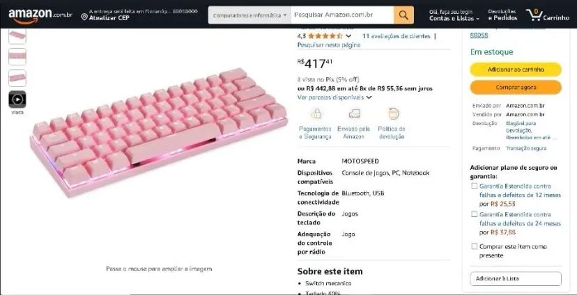 teclado mecanico 60 rgb switch blue ck62 descontaço - Foto 3