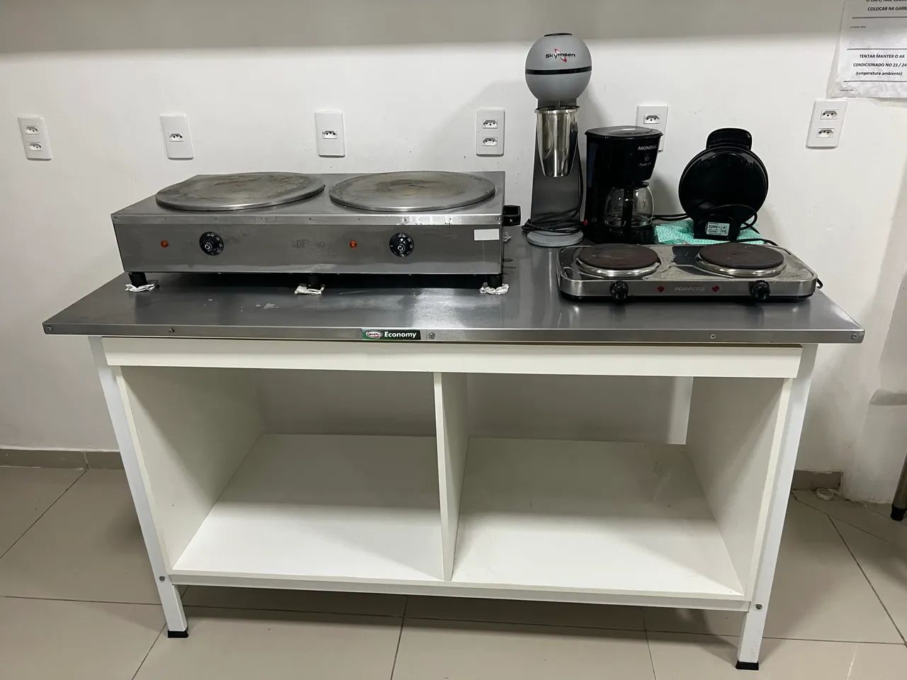 BANCADA INOX IND. 150 X 70 + PORTA COPOS 2 DIVISÓRIAS - Foto 2