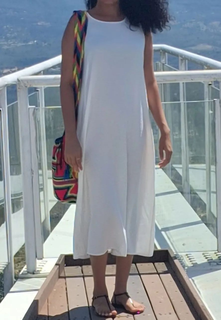 Vestido Hering Branco Midi Viscose