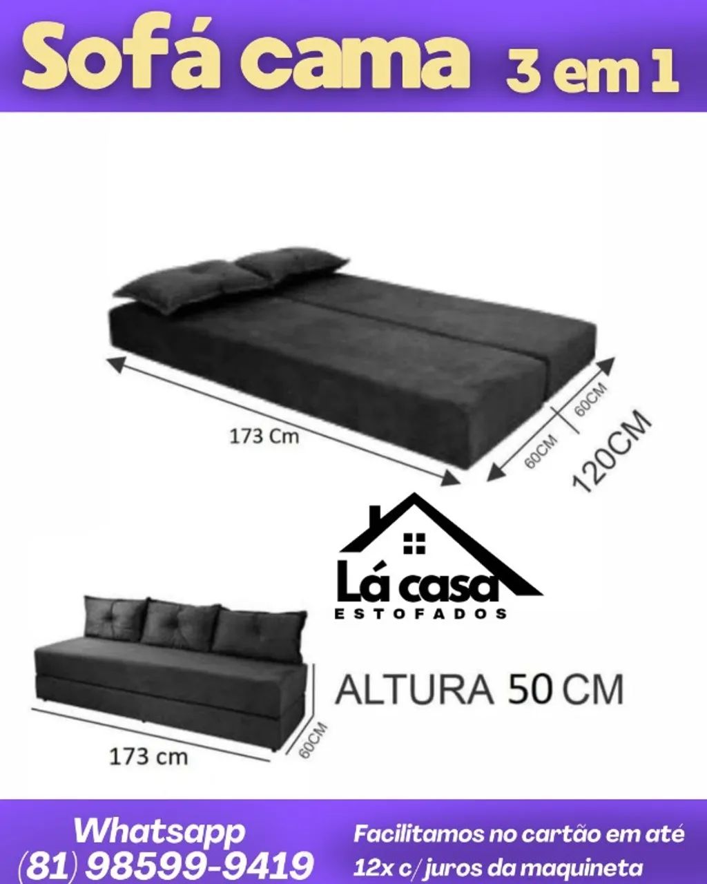 Bicama Sofa Bed – Triple Functionality64842071155842120