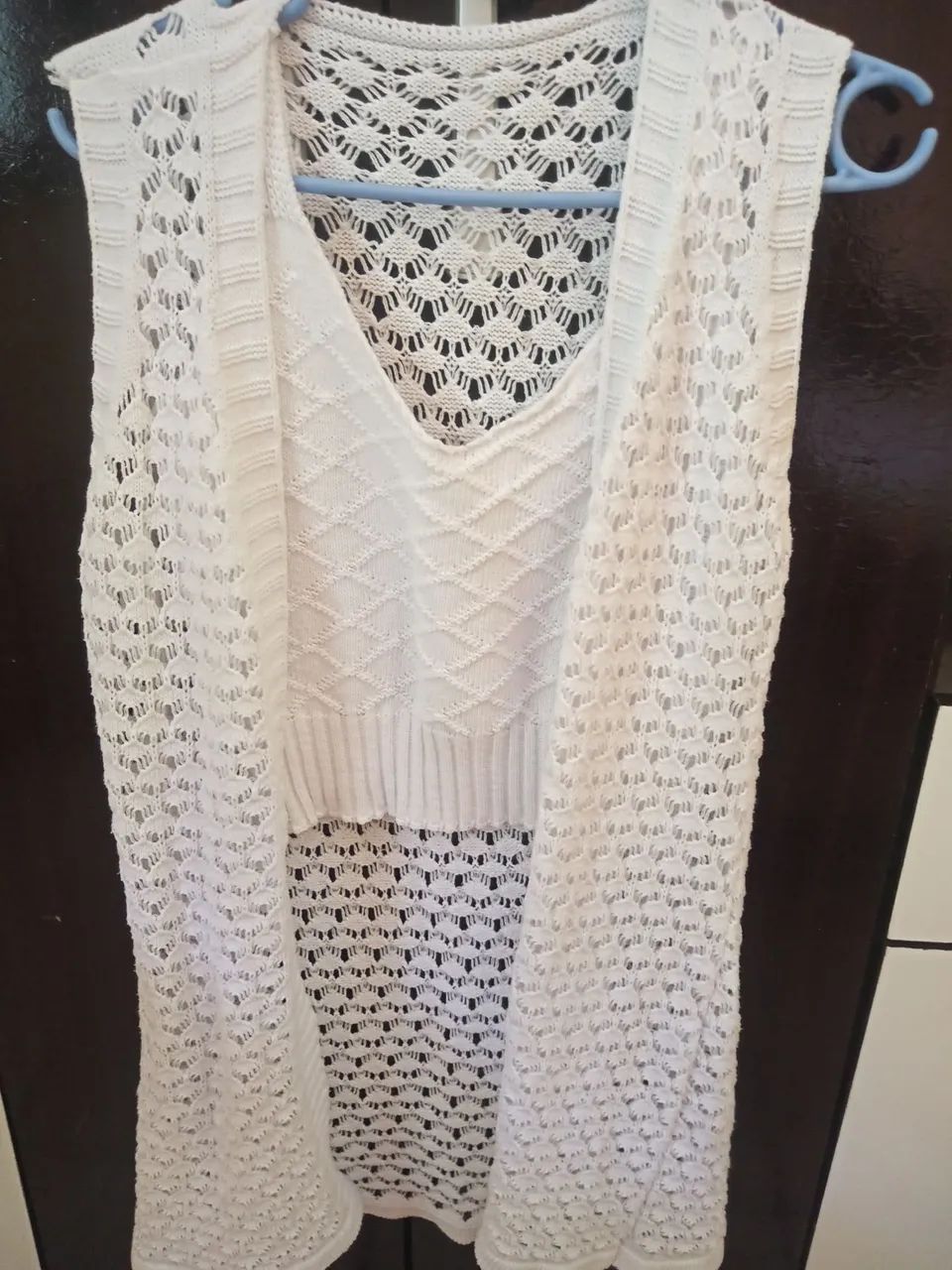 Cardigan branco de tricô - Foto 3